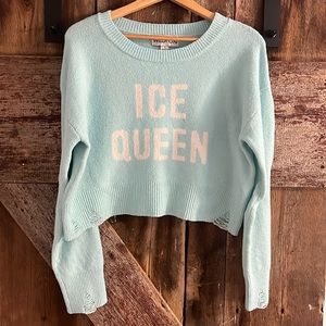 Wildfox Rare Distressed Ice Queen Sweater SMALL